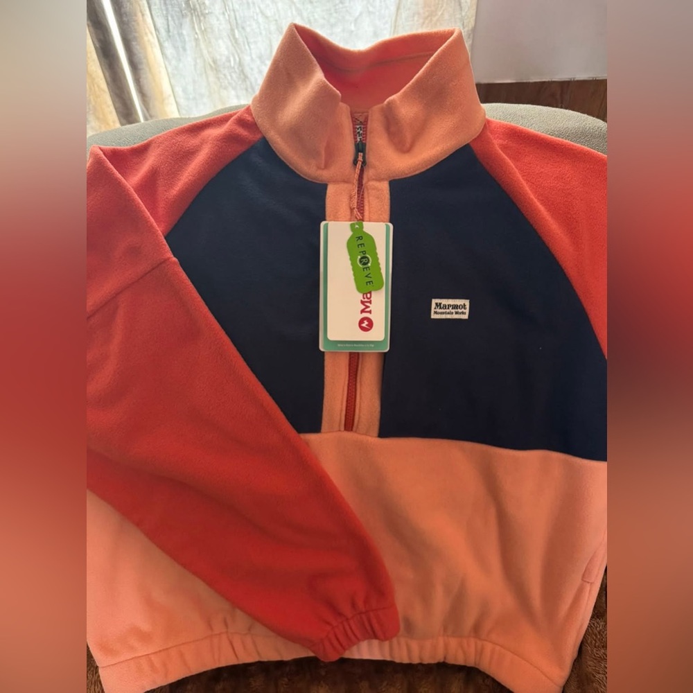Marmot Retro Rocklin Fleece in Orange and Navy